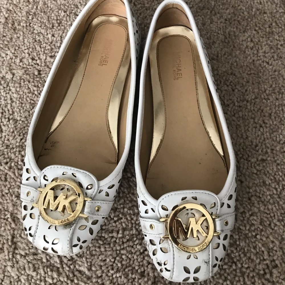 White Michael kors flats